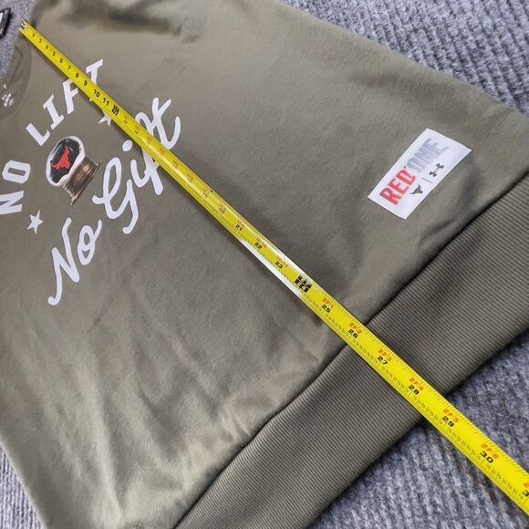 Under Armour Project Rock Men Sz M Red One No Lift No Gift Crew Neck Sweatshirt - Picture 9 of 10